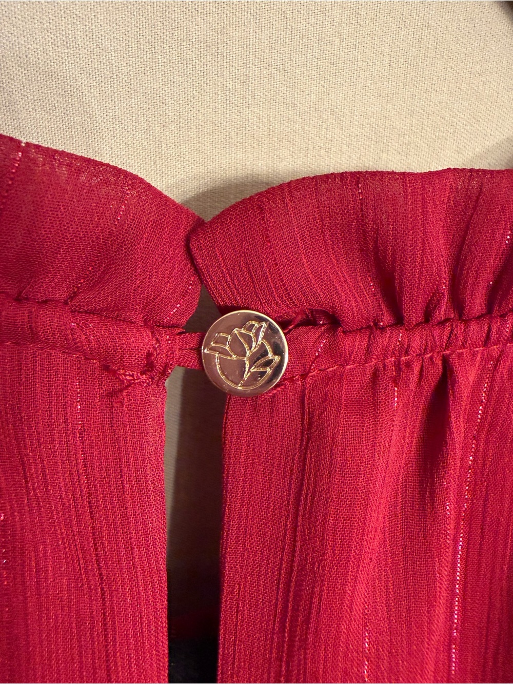 Draper James Crimson Red With Metallic Accents Sleeveless Tiered Maxi Dress - Picture 10 of 12